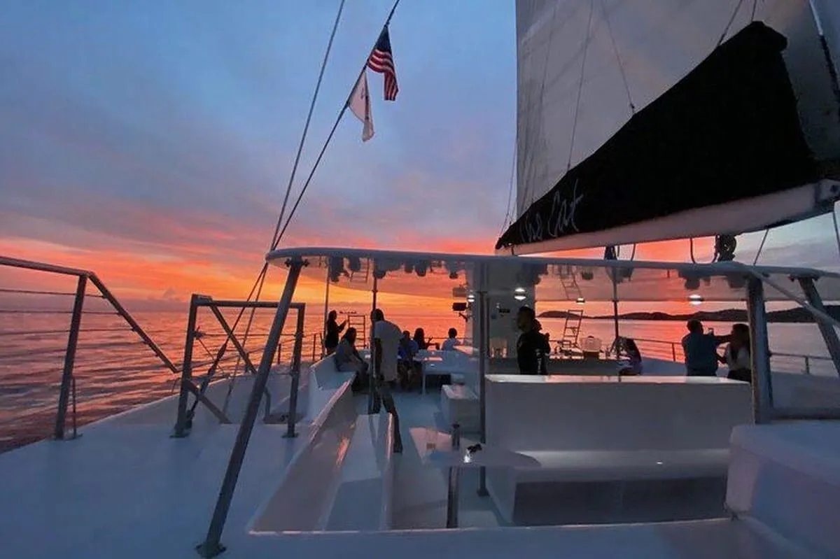 A catamaran sunset sail off Charlotte Amalie, a romantic thing to do in St. Thomas, U.S. Virgin Islands